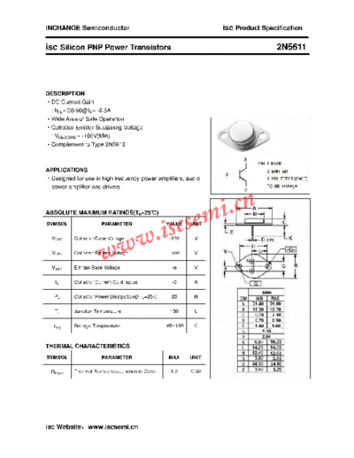 Inchange Semiconductor 2n5611  . Electronic Components Datasheets Active components Transistors Inchange Semiconductor 2n5611.pdf