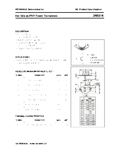 Inchange Semiconductor 2n5619  . Electronic Components Datasheets Active components Transistors Inchange Semiconductor 2n5619.pdf