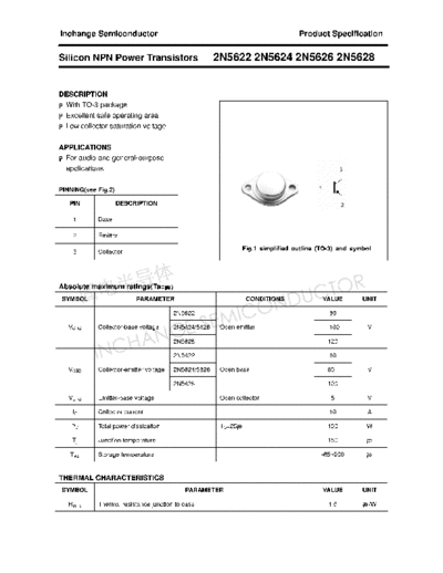 Inchange Semiconductor 2n5622 2n5624 2n5626 2n5628  . Electronic Components Datasheets Active components Transistors Inchange Semiconductor 2n5622_2n5624_2n5626_2n5628.pdf
