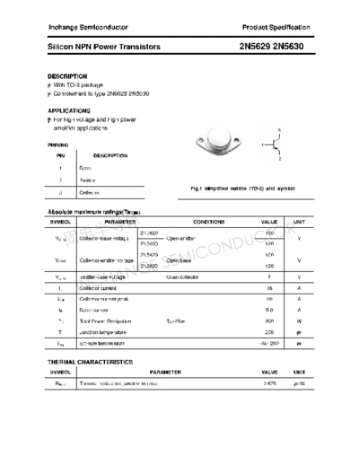 Inchange Semiconductor 2n5629 2n5630  . Electronic Components Datasheets Active components Transistors Inchange Semiconductor 2n5629_2n5630.pdf