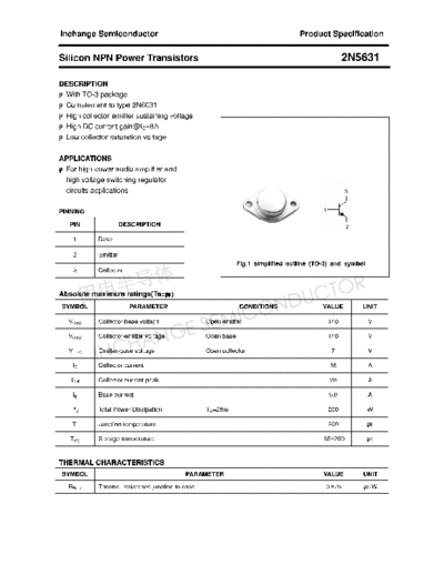 Inchange Semiconductor 2n5631  . Electronic Components Datasheets Active components Transistors Inchange Semiconductor 2n5631.pdf