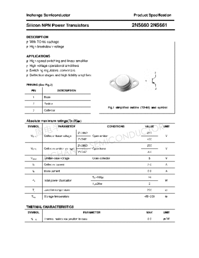 Inchange Semiconductor 2n56602n5661  . Electronic Components Datasheets Active components Transistors Inchange Semiconductor 2n56602n5661.pdf