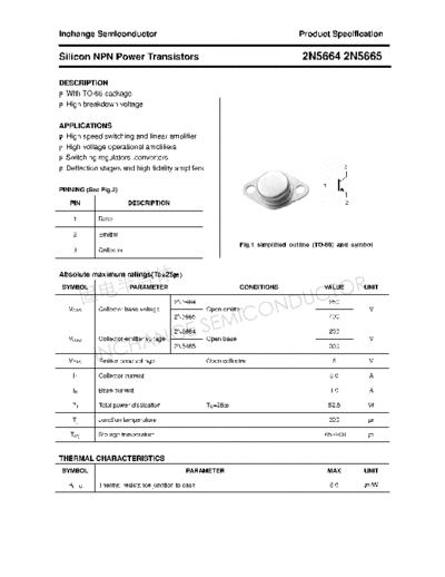 Inchange Semiconductor 2n56642n5665  . Electronic Components Datasheets Active components Transistors Inchange Semiconductor 2n56642n5665.pdf