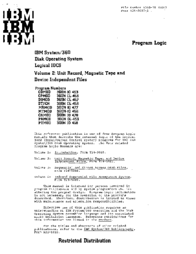 IBM Y24-5087-1 DOS Logical IOCS Volume 2 Program Logic Oct68  IBM 360 dos plm Y24-5087-1_DOS_Logical_IOCS_Volume_2_Program_Logic_Oct68.pdf