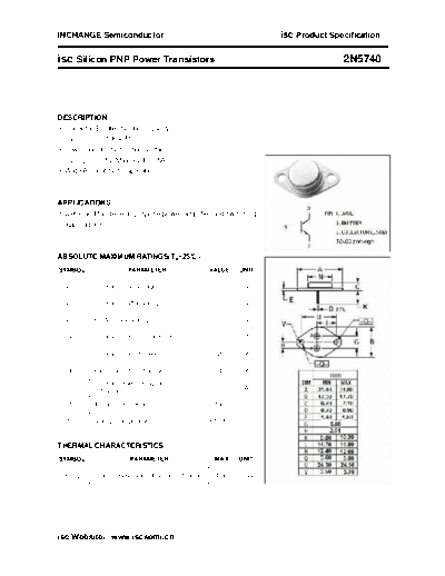 Inchange Semiconductor 2n5740  . Electronic Components Datasheets Active components Transistors Inchange Semiconductor 2n5740.pdf