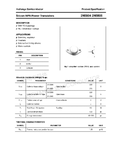 Inchange Semiconductor 2n5804 2n5805  . Electronic Components Datasheets Active components Transistors Inchange Semiconductor 2n5804_2n5805.pdf