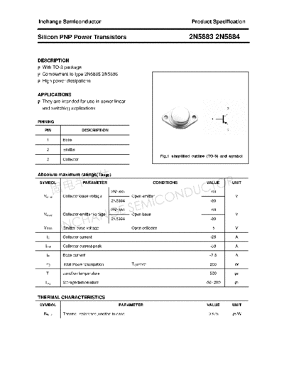 Inchange Semiconductor 2n5883 2n5884  . Electronic Components Datasheets Active components Transistors Inchange Semiconductor 2n5883_2n5884.pdf