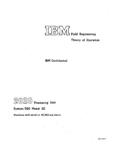 IBM Z33-1021-0 2020 Processing Unit FETOM May68  IBM 360 fe 2020 Z33-1021-0_2020_Processing_Unit_FETOM_May68.pdf