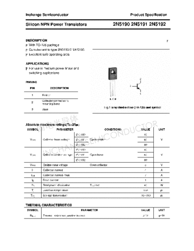 Inchange Semiconductor 2n5190 2n5191 2n5192  . Electronic Components Datasheets Active components Transistors Inchange Semiconductor 2n5190_2n5191_2n5192.pdf