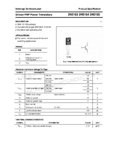 Inchange Semiconductor 2n5193 2n5194 2n5195  . Electronic Components Datasheets Active components Transistors Inchange Semiconductor 2n5193_2n5194_2n5195.pdf