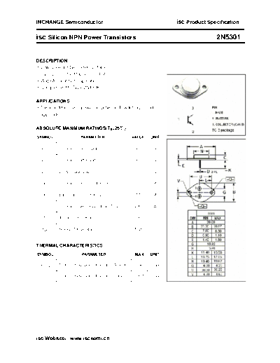 Inchange Semiconductor 2n5301  . Electronic Components Datasheets Active components Transistors Inchange Semiconductor 2n5301.pdf