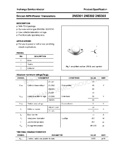 Inchange Semiconductor 2n5301 2n5302 2n5303  . Electronic Components Datasheets Active components Transistors Inchange Semiconductor 2n5301_2n5302_2n5303.pdf