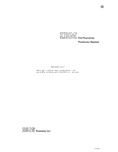 IBM Y24-3529-0 2025 Processing Unit FE Maintenance Diagrams Feb69  IBM 360 fe 2025 Y24-3529-0_2025_Processing_Unit_FE_Maintenance_Diagrams_Feb69.pdf