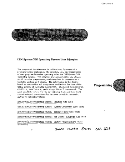 IBM C20-1663-0 System 360 Operating System User Libraries Feb67  IBM 360 os R01-08 C20-1663-0_System_360_Operating_System_User_Libraries_Feb67.pdf