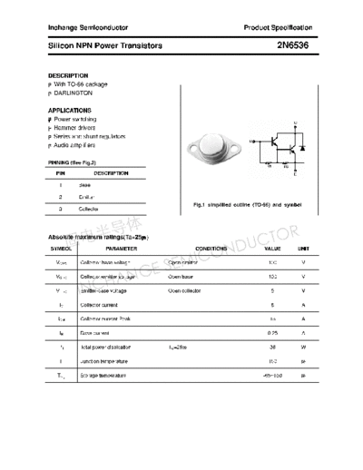 Inchange Semiconductor 2n6536  . Electronic Components Datasheets Active components Transistors Inchange Semiconductor 2n6536.pdf