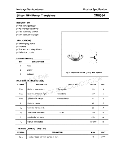 Inchange Semiconductor 2n6654  . Electronic Components Datasheets Active components Transistors Inchange Semiconductor 2n6654.pdf