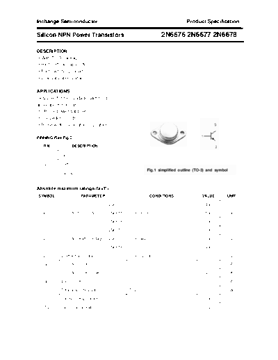 Inchange Semiconductor 2n6676 2n6677 2n6678  . Electronic Components Datasheets Active components Transistors Inchange Semiconductor 2n6676_2n6677_2n6678.pdf