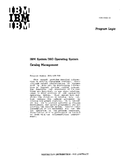 IBM Y28-6606-0 OS 360 Catalog Management PLM  IBM 360 os R01-08 Y28-6606-0_OS_360_Catalog_Management_PLM.pdf