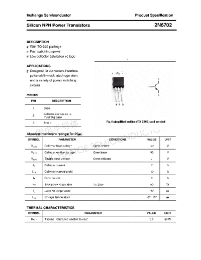 Inchange Semiconductor 2n6702  . Electronic Components Datasheets Active components Transistors Inchange Semiconductor 2n6702.pdf