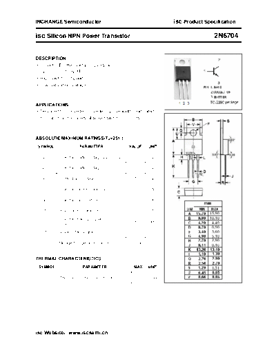 Inchange Semiconductor 2n6704  . Electronic Components Datasheets Active components Transistors Inchange Semiconductor 2n6704.pdf