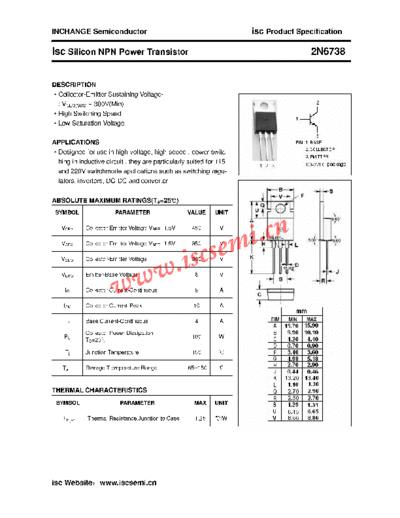 Inchange Semiconductor 2n6738  . Electronic Components Datasheets Active components Transistors Inchange Semiconductor 2n6738.pdf