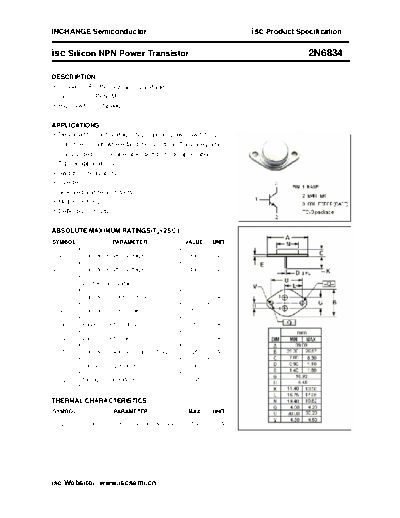 Inchange Semiconductor 2n6834  . Electronic Components Datasheets Active components Transistors Inchange Semiconductor 2n6834.pdf