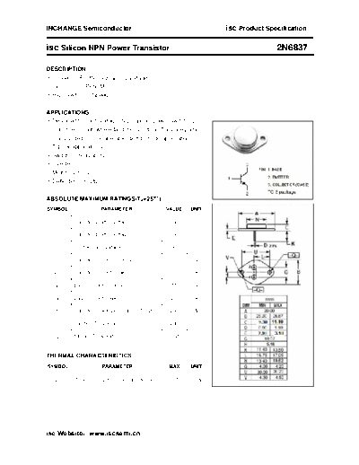 Inchange Semiconductor 2n6837  . Electronic Components Datasheets Active components Transistors Inchange Semiconductor 2n6837.pdf