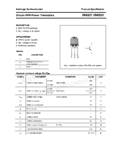 Inchange Semiconductor 2n69312n6932  . Electronic Components Datasheets Active components Transistors Inchange Semiconductor 2n69312n6932.pdf