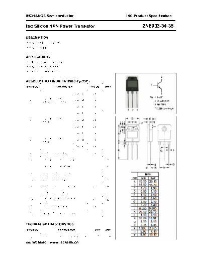 Inchange Semiconductor 2n6933 34 35  . Electronic Components Datasheets Active components Transistors Inchange Semiconductor 2n6933_34_35.pdf