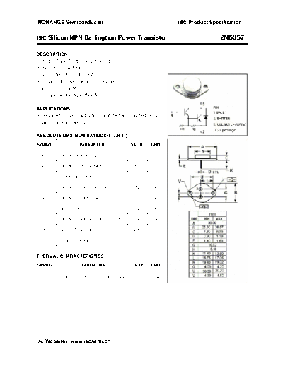 Inchange Semiconductor 2n6057  . Electronic Components Datasheets Active components Transistors Inchange Semiconductor 2n6057.pdf