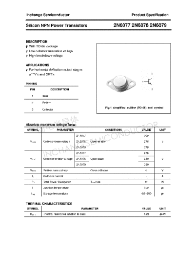 Inchange Semiconductor 2n6077 2n6078 2n6079  . Electronic Components Datasheets Active components Transistors Inchange Semiconductor 2n6077_2n6078_2n6079.pdf