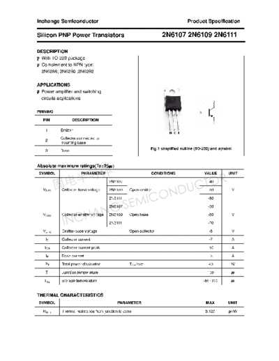 Inchange Semiconductor 2n6107 2n6109 2n6111  . Electronic Components Datasheets Active components Transistors Inchange Semiconductor 2n6107_2n6109_2n6111.pdf