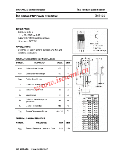 Inchange Semiconductor 2n6109  . Electronic Components Datasheets Active components Transistors Inchange Semiconductor 2n6109.pdf