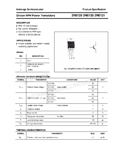 Inchange Semiconductor 2n6129 2n6130 2n6131  . Electronic Components Datasheets Active components Transistors Inchange Semiconductor 2n6129_2n6130_2n6131.pdf