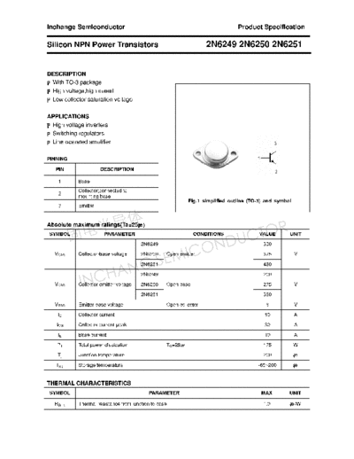 Inchange Semiconductor 2n6249 2n6250 2n6251  . Electronic Components Datasheets Active components Transistors Inchange Semiconductor 2n6249_2n6250_2n6251.pdf