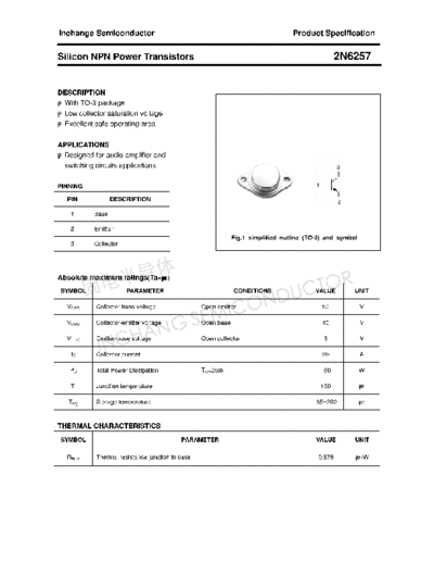 Inchange Semiconductor 2n6257  . Electronic Components Datasheets Active components Transistors Inchange Semiconductor 2n6257.pdf