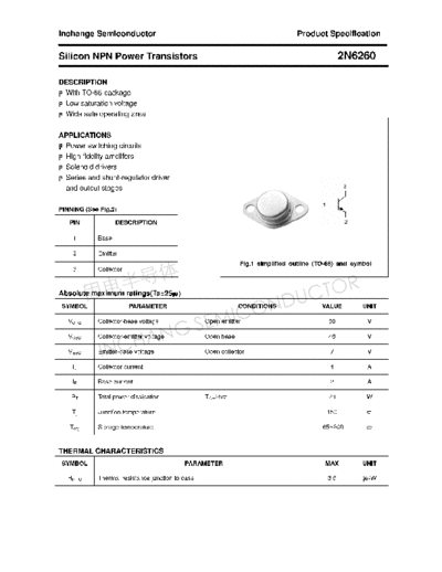 Inchange Semiconductor 2n6260  . Electronic Components Datasheets Active components Transistors Inchange Semiconductor 2n6260.pdf