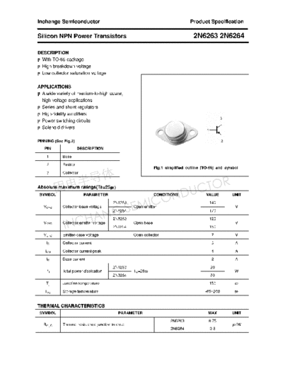 Inchange Semiconductor 2n6263 2n6264  . Electronic Components Datasheets Active components Transistors Inchange Semiconductor 2n6263_2n6264.pdf