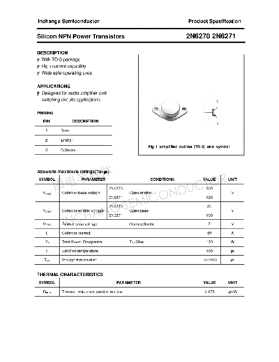 Inchange Semiconductor 2n6270 2n6271  . Electronic Components Datasheets Active components Transistors Inchange Semiconductor 2n6270_2n6271.pdf