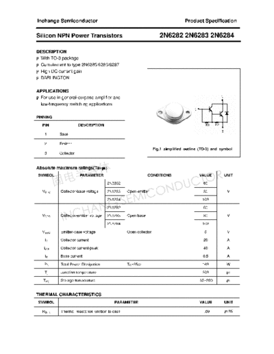 Inchange Semiconductor 2n6282 2n6283 2n6284  . Electronic Components Datasheets Active components Transistors Inchange Semiconductor 2n6282_2n6283_2n6284.pdf