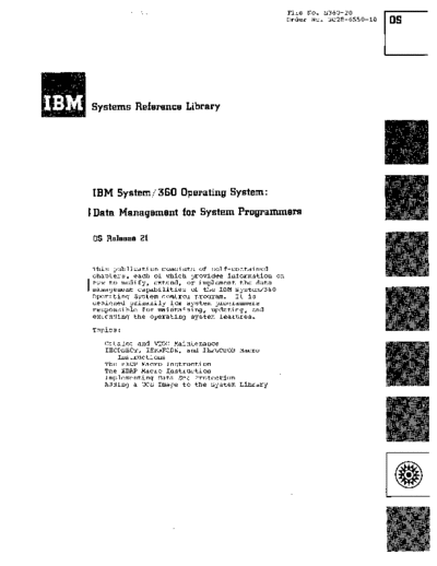 IBM GC28-6550-10 Data Management for System Programmers Rel 21 Mar72  IBM 360 os R21.0_Mar72 GC28-6550-10_Data_Management_for_System_Programmers_Rel_21_Mar72.pdf