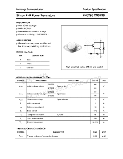 Inchange Semiconductor 2n62982n6299  . Electronic Components Datasheets Active components Transistors Inchange Semiconductor 2n62982n6299.pdf