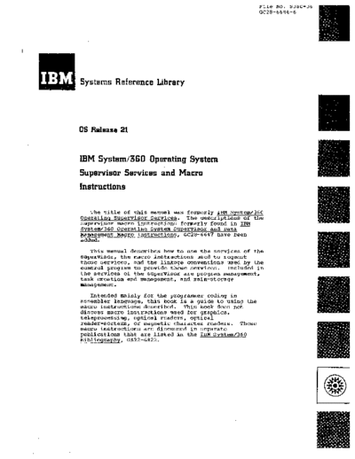 IBM GC28-6646-6 Supervisor Services and Macro Instructions Rel 21 Mar72  IBM 360 os R21.0_Mar72 GC28-6646-6_Supervisor_Services_and_Macro_Instructions_Rel_21_Mar72.pdf