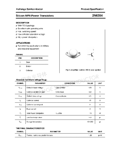 Inchange Semiconductor 2n6354  . Electronic Components Datasheets Active components Transistors Inchange Semiconductor 2n6354.pdf