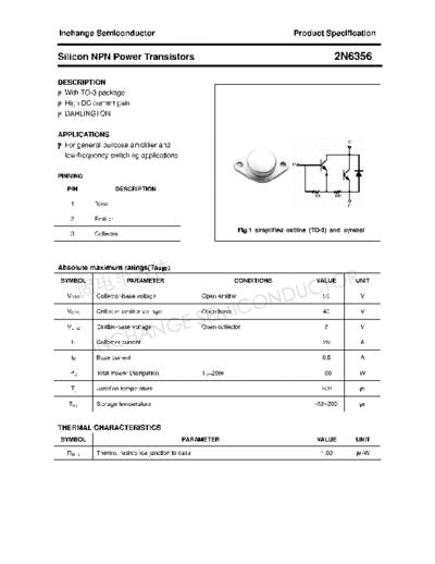 . Electronic Components Datasheets 2n6356  . Electronic Components Datasheets Active components Transistors Inchange Semiconductor 2n6356.pdf