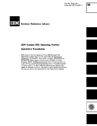 IBM GC28-6692-2 OS Operator Procedures Release 21 May72  IBM 360 os R21.0_Mar72 GC28-6692-2_OS_Operator_Procedures_Release_21_May72.pdf