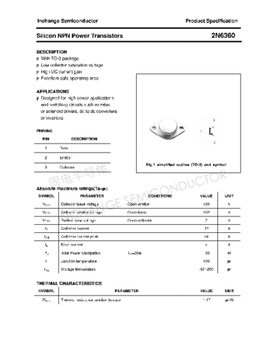 Inchange Semiconductor 2n6360  . Electronic Components Datasheets Active components Transistors Inchange Semiconductor 2n6360.pdf