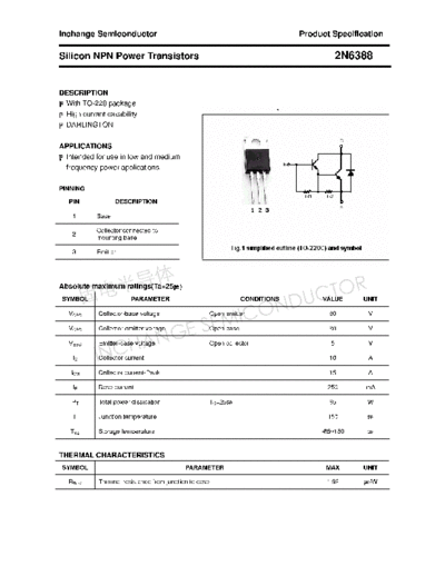 Inchange Semiconductor 2n6388  . Electronic Components Datasheets Active components Transistors Inchange Semiconductor 2n6388.pdf