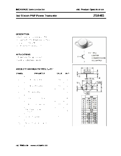 Inchange Semiconductor 2sa483  . Electronic Components Datasheets Active components Transistors Inchange Semiconductor 2sa483.pdf