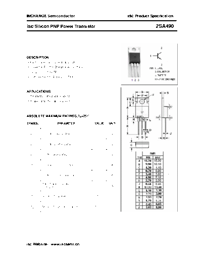 Inchange Semiconductor 2sa490  . Electronic Components Datasheets Active components Transistors Inchange Semiconductor 2sa490.pdf
